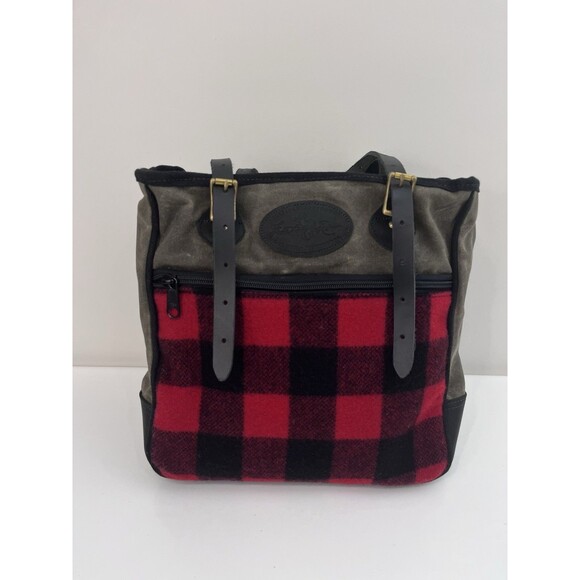 Frost River Temperence Tote Red Plaid Canvas Leather Bag - Picture 5 of 11